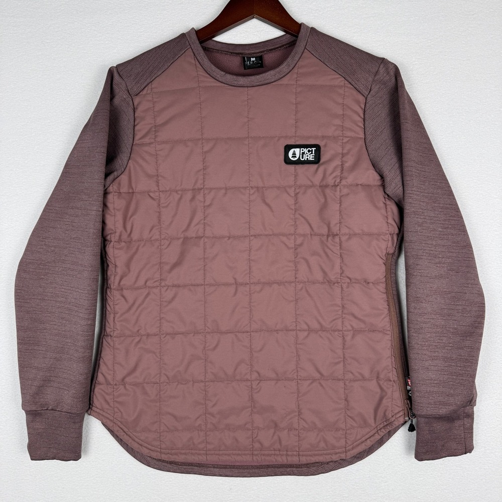 Picture Organic Lixi Tech Sweater Womens M Ash Rose Purple Quilted Pulllover - Picture 2 of 10